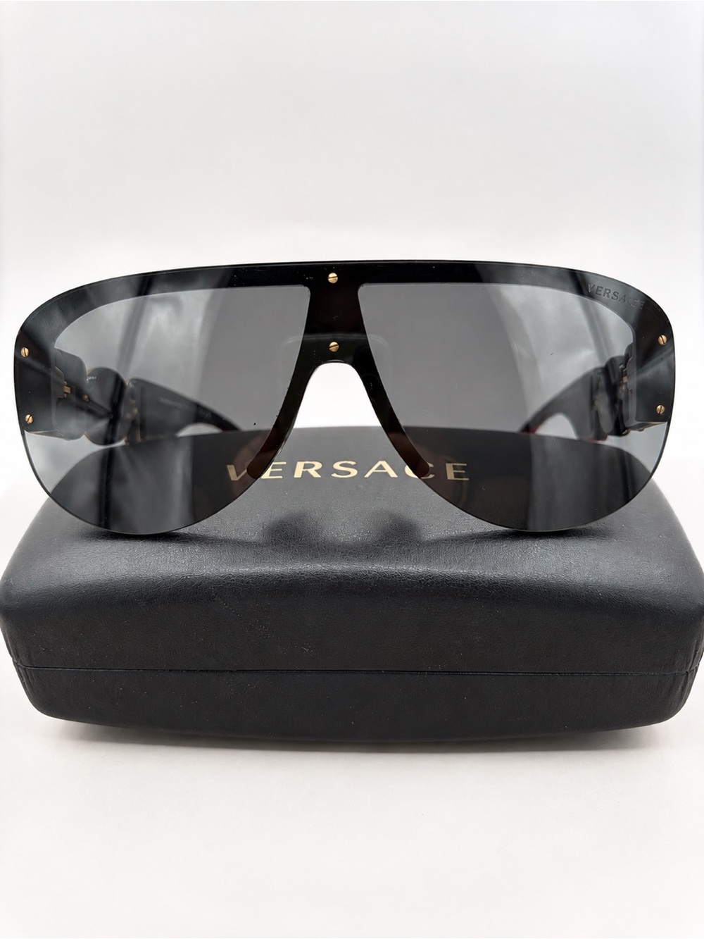 Versace VE4391 Medusa Biggie Shield Sunglasses Black Gold GB1/87